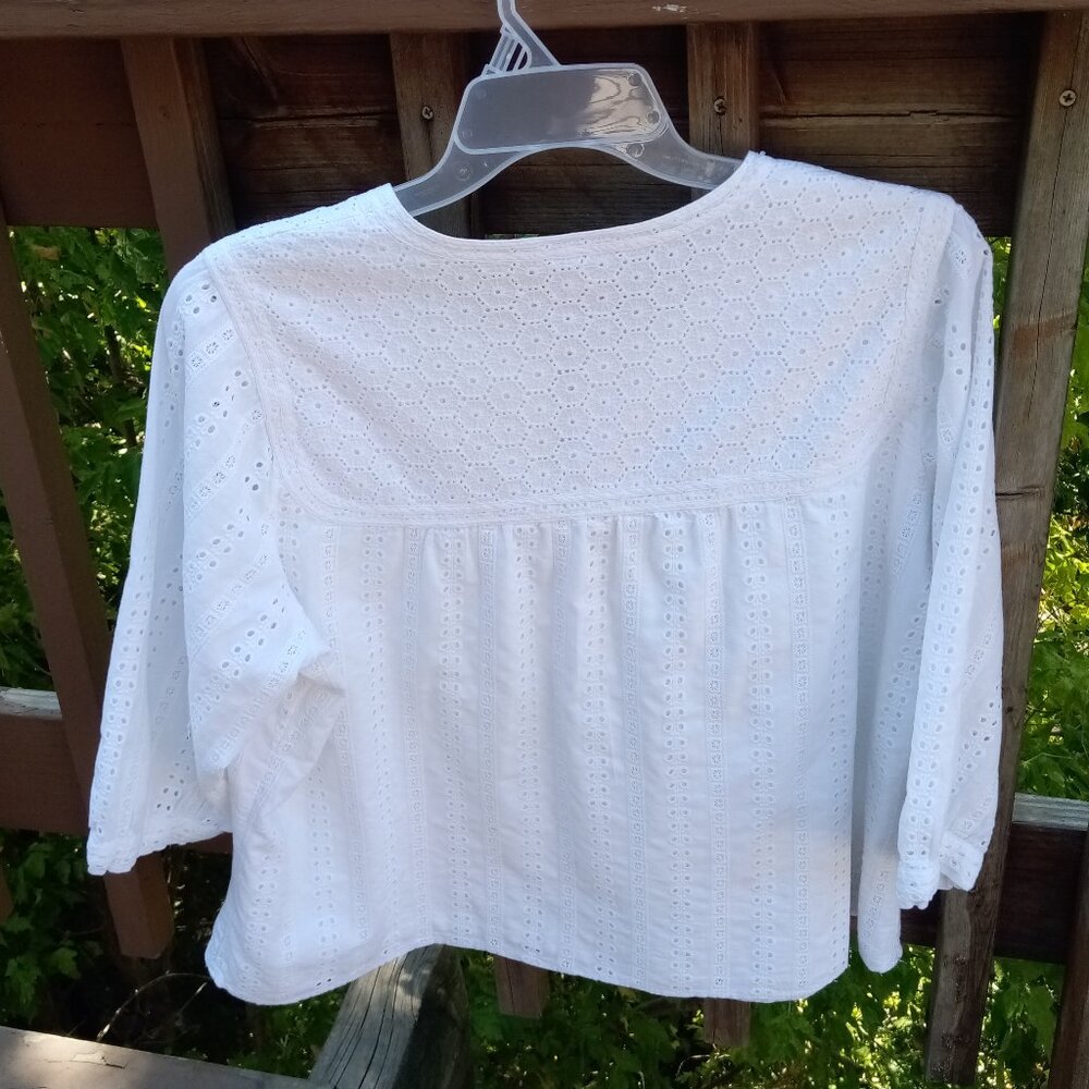 Charter Club woman eyelet boho lined blouse sz 18W - Picture 2 of 11